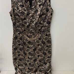 Sugar Black and Gold Lace Mini Dress